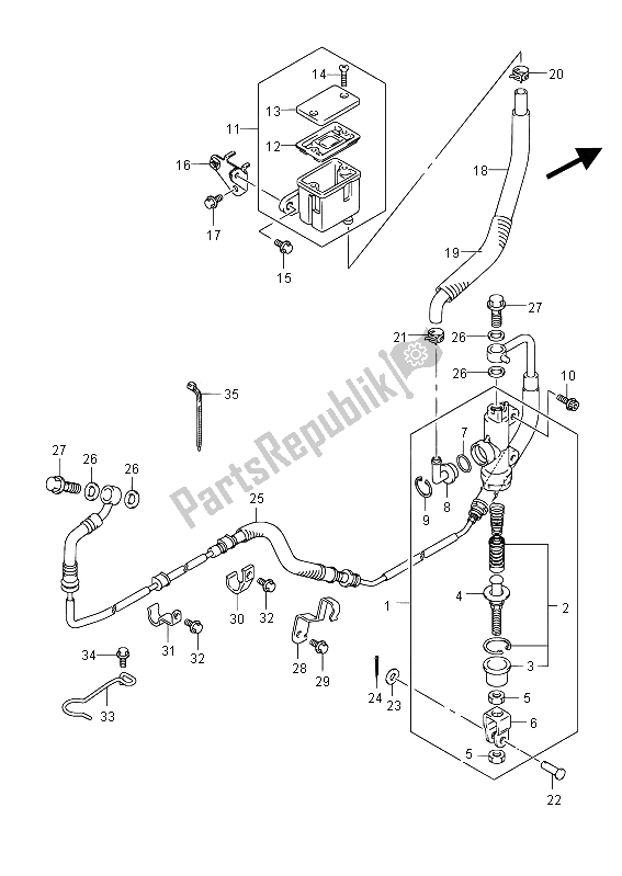 Tutte le parti per il Pompa Freno Posteriore (vzr1800 E19) del Suzuki VZR 1800 NZR M Intruder 2012