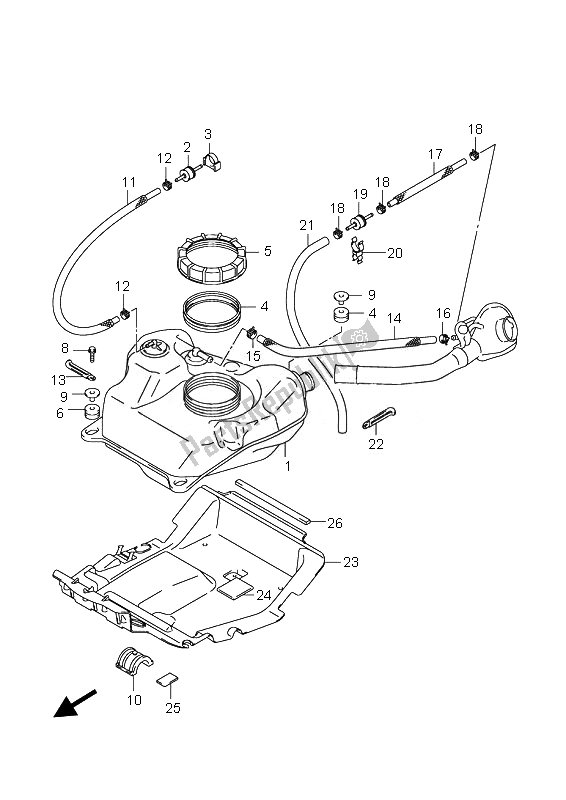 All parts for the Fuel Tank of the Suzuki AN 650A Burgman Executive 2007