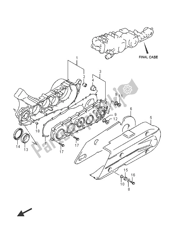 All parts for the Final Gear Case of the Suzuki AN 650Z Burgman Executive 2016