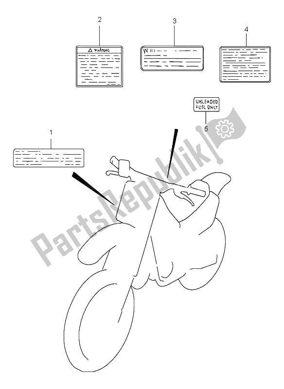 All parts for the Label of the Suzuki RM 125 1998