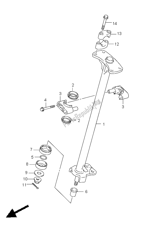 All parts for the Steering Shaft of the Suzuki LT F 250 Ozark 2012