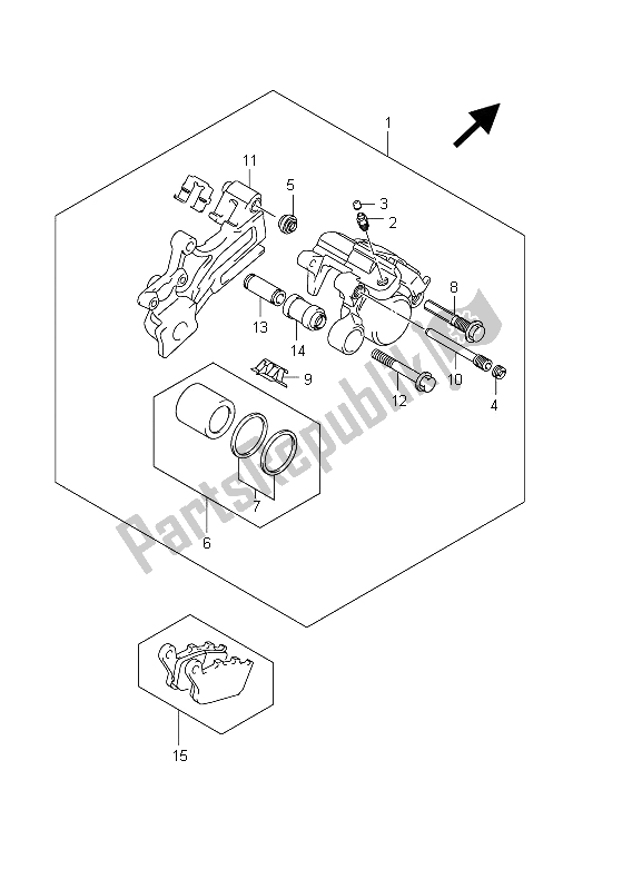 All parts for the Rear Caliper (sfv650u E24) of the Suzuki SFV 650A Gladius 2011