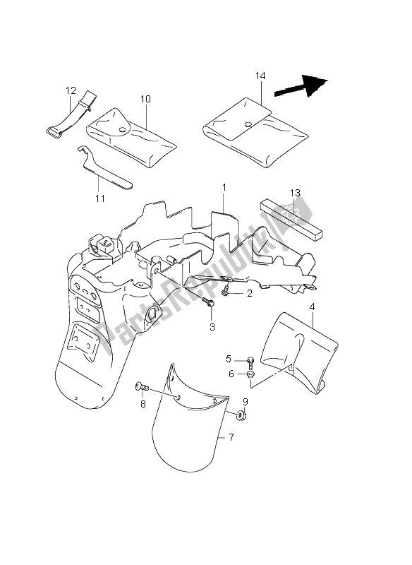 Toutes les pièces pour le Garde-boue Arrière (e18) du Suzuki SV 650 NS 2001