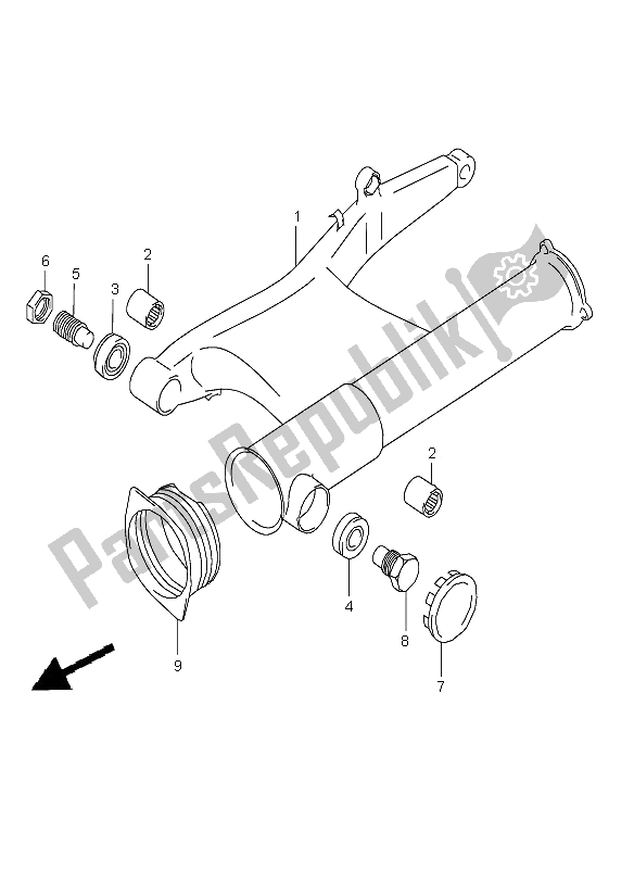 All parts for the Rear Swinging Arm of the Suzuki VL 1500 Intruder LC 2008