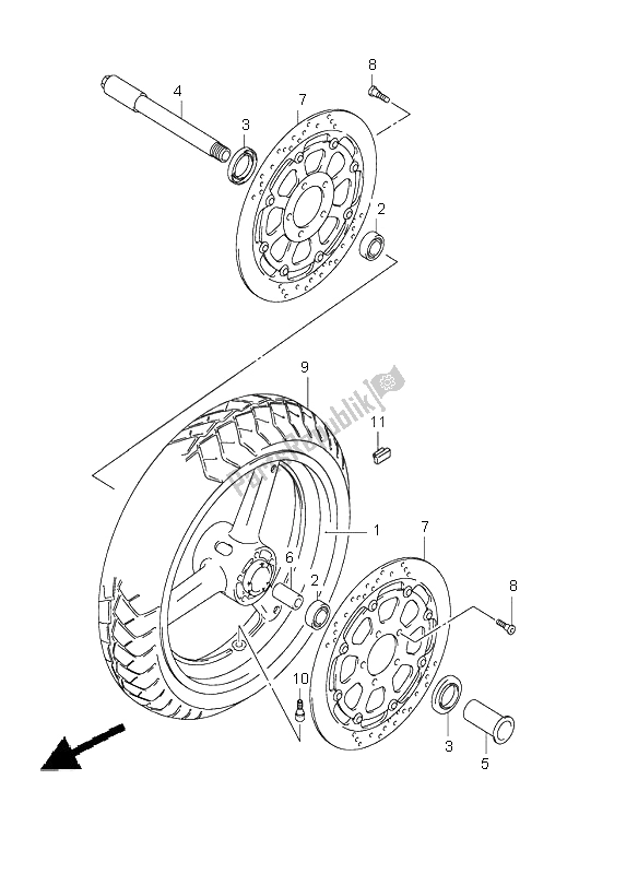 All parts for the Front Wheel of the Suzuki GSX 1400 2005