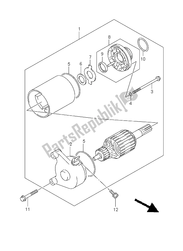 All parts for the Starting Motor of the Suzuki RV 125 Vanvan 2008