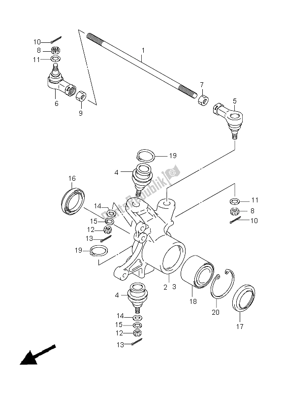 All parts for the Steering Knuckle of the Suzuki LT A 450 XZ Kingquad 4X4 2009