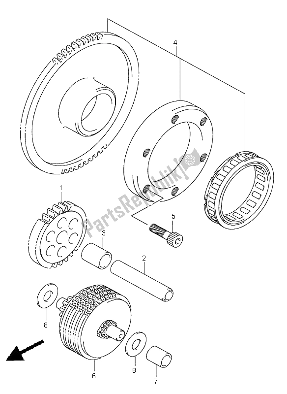 Alle onderdelen voor de Starterkoppeling van de Suzuki DL 1000 V Strom 2005