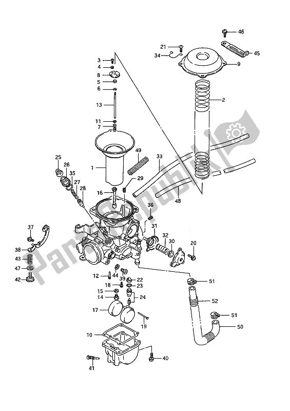 Toutes les pièces pour le Carburateur (arrière) du Suzuki VS 1400 Glpf Intruder 1994