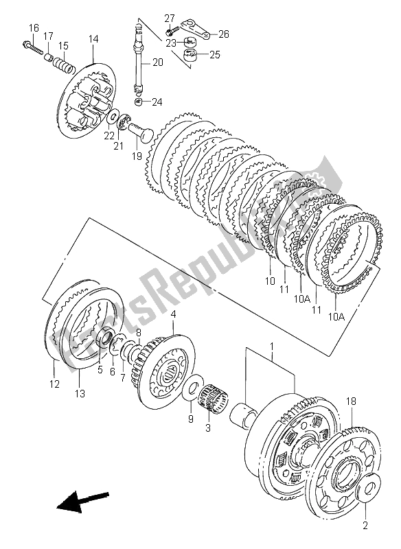 All parts for the Clutch of the Suzuki RF 600R 1997