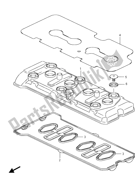 All parts for the Cylinder Head Cover of the Suzuki GSX R 750 2015