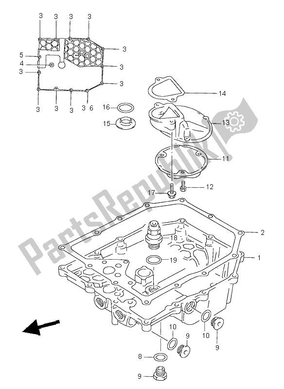 Alle onderdelen voor de Olie Pan van de Suzuki GSX 600F 1998