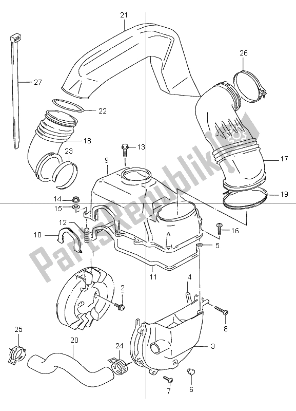 All parts for the Cooling Fan of the Suzuki LT 80 Quadsport 2001