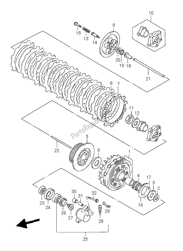 All parts for the Clutch of the Suzuki VL 1500 Intruder LC 2003