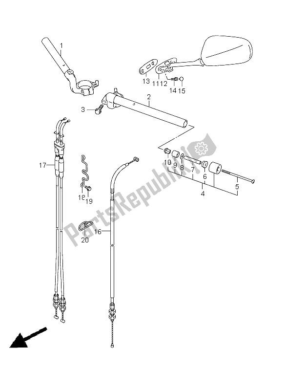 All parts for the Handlebar (with Cowling) of the Suzuki SV 650 Nsnasa 2008