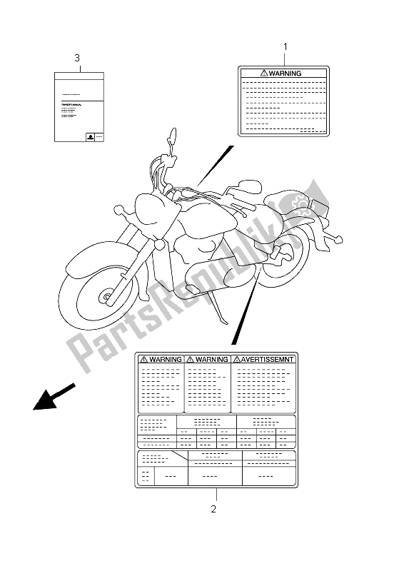 Toutes les pièces pour le étiquette (vl800c E02) du Suzuki C 800 VL Intruder 2012