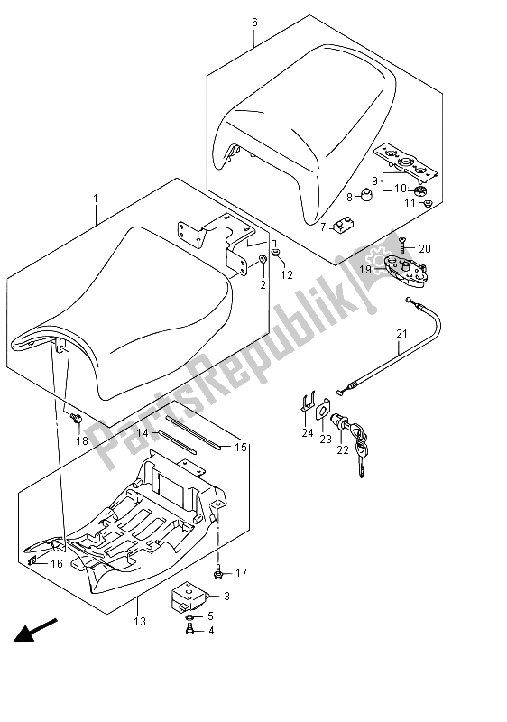 All parts for the Seat of the Suzuki GSF 1250 SA Bandit 2015