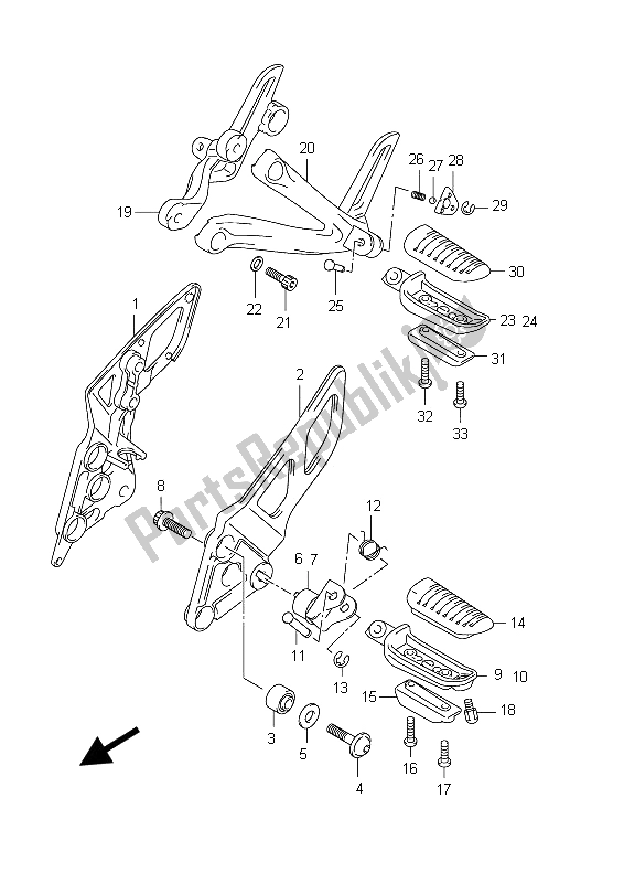 Todas las partes para Reposapiés de Suzuki GSX 1250 FA 2012