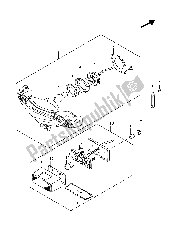 Todas las partes para Luz De Combinación Trasera de Suzuki DL 650A V Strom 2015