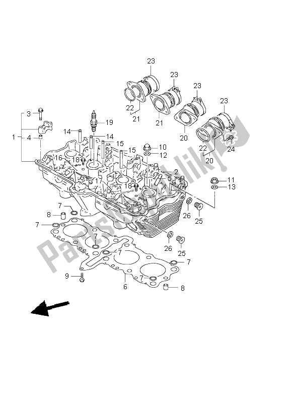 All parts for the Cylinder Head of the Suzuki GSF 600 NS Bandit 2003