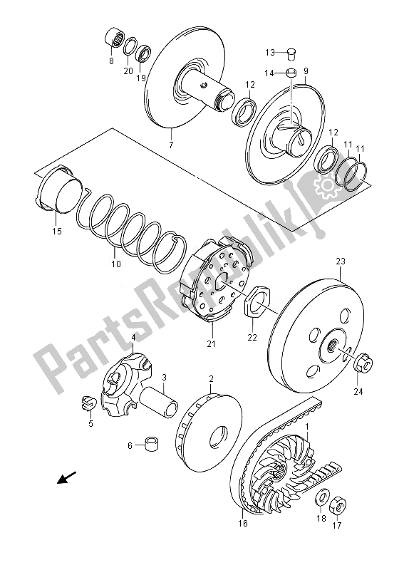 Tutte le parti per il Trasmissione (1) del Suzuki UH 125A Burgman 2014