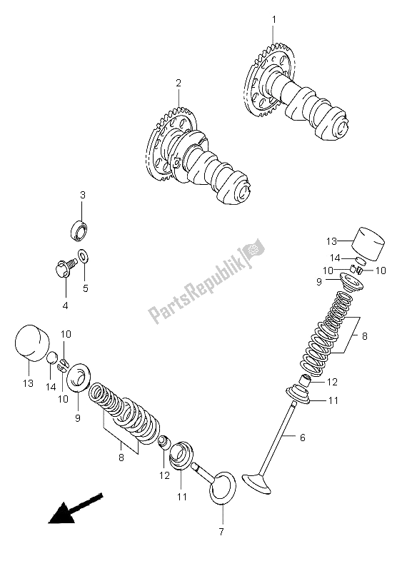 All parts for the Camshaft & Valve of the Suzuki DR Z 400E 2006