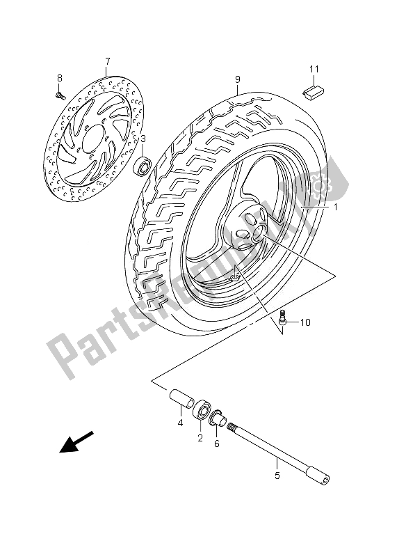 Tutte le parti per il Ruota Anteriore del Suzuki VZ 800 Intruder 2010