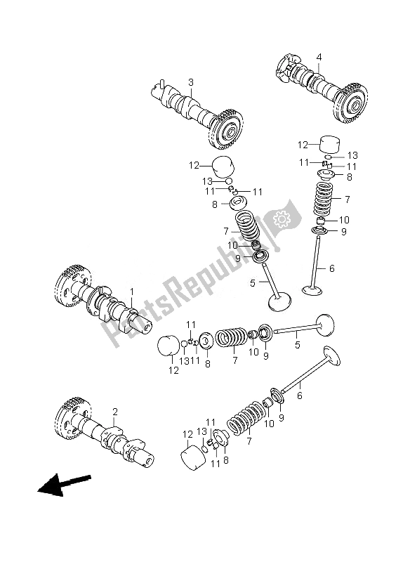 Todas las partes para árbol De Levas Y Válvula de Suzuki DL 1000 V Strom 2007