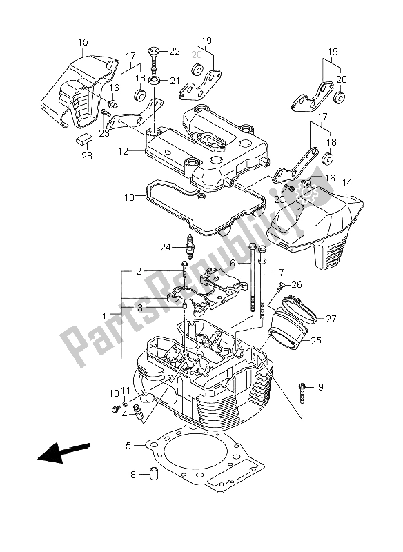 All parts for the Cylinder Head (front) of the Suzuki VZR 1800 Rnzr2 M Intruder 2009