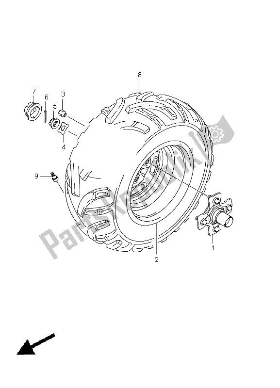 All parts for the Right Rear Wheel of the Suzuki LT A 750 XPZ Kingquad AXI 4X4 2011