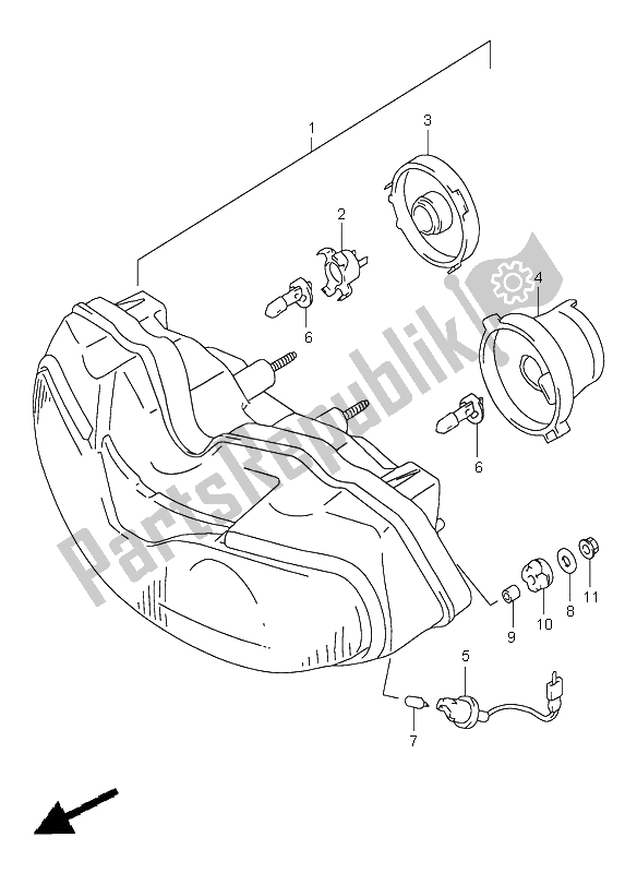 Tutte le parti per il Proiettore (e4-e18-e22-e25-e34) del Suzuki TL 1000S 1999