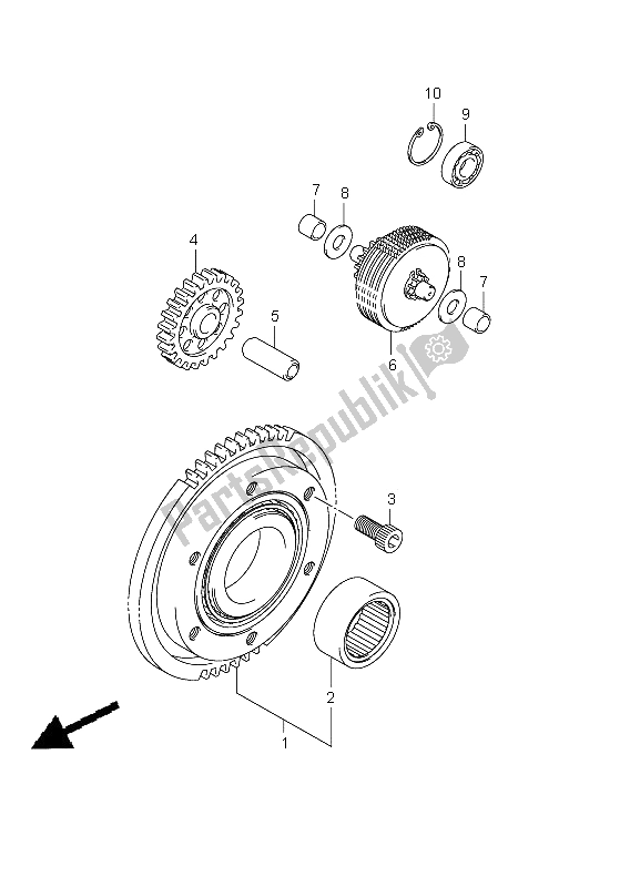 All parts for the Starter Clutch of the Suzuki LT A 750 XPZ Kingquad AXI 4X4 2012