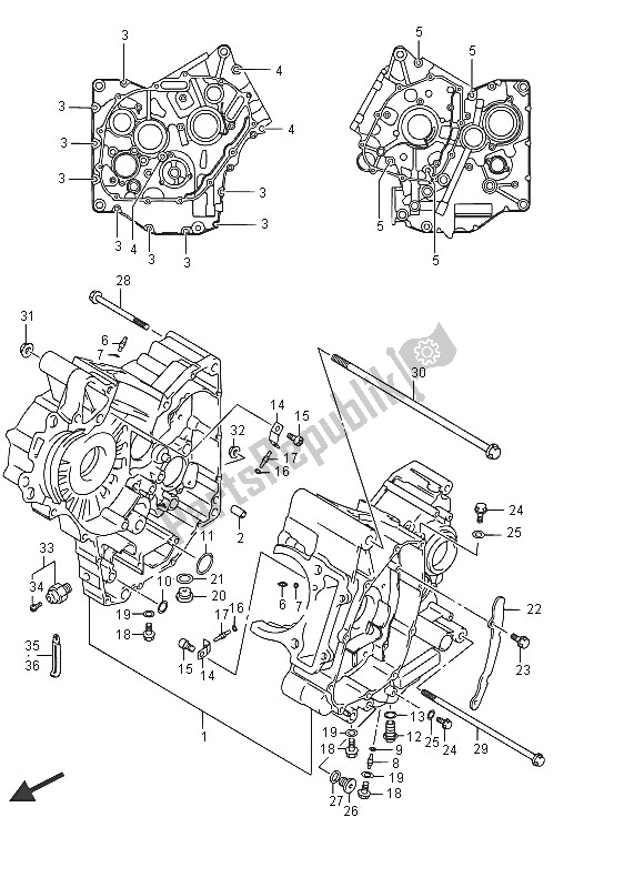 All parts for the Crankcase of the Suzuki DL 650 AXT V Strom 2016