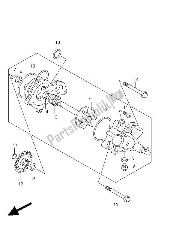 Todas as partes de Bomba De água do Suzuki LT A 750 XZ Kingquad AXI 4X4 2012