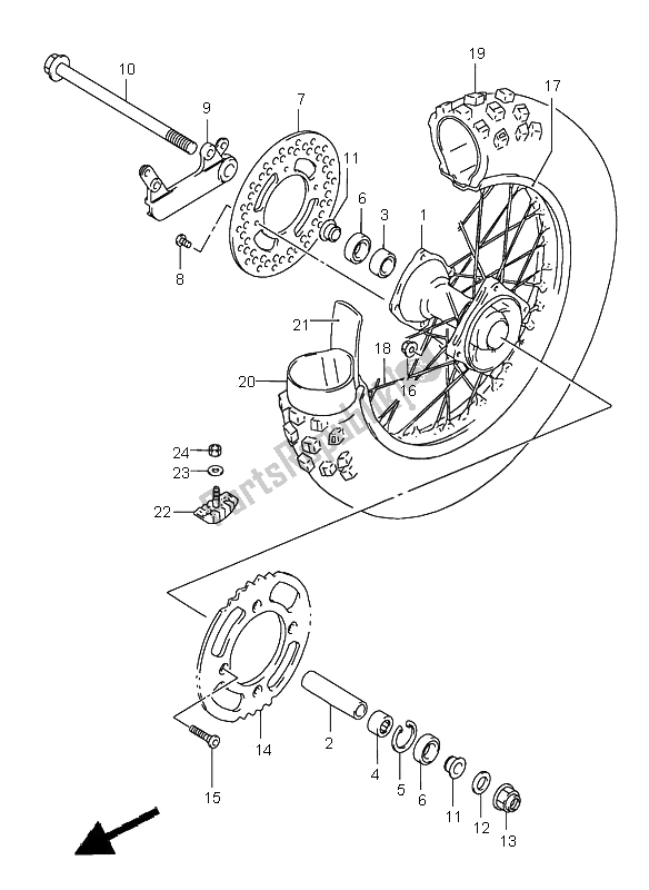 All parts for the Rear Wheel (sw) of the Suzuki RM 85 SW LW 2005