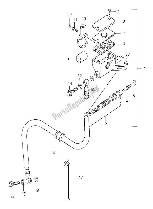All parts for the Clutch Master Cylinder of the Suzuki GSF 1200 Nssa Bandit 1998