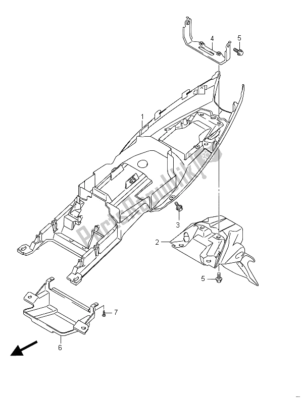 All parts for the Rear Fender (gsf650) of the Suzuki GSF 650 Sasa Bandit 2011