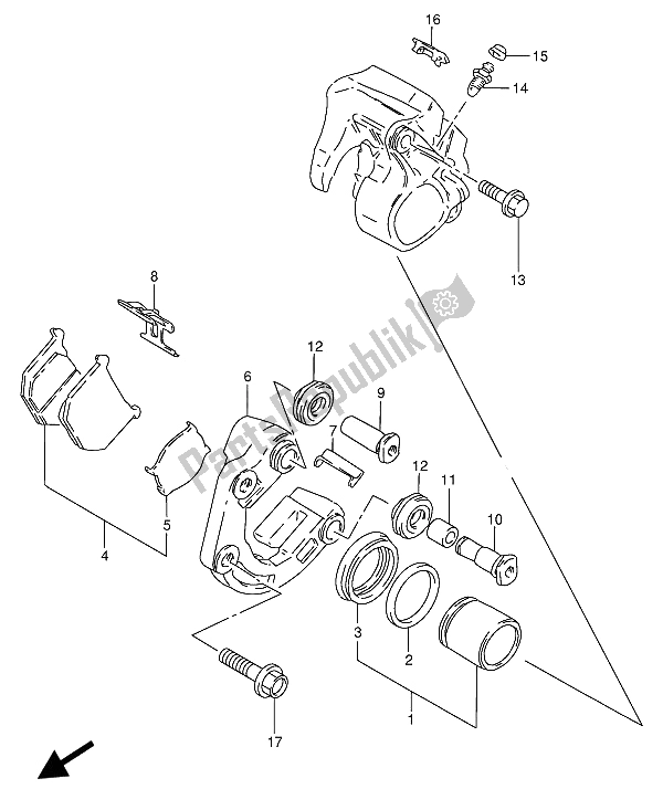 Tutte le parti per il Pinza Anteriore del Suzuki GN 250 1994