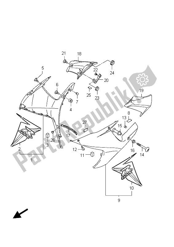 Tutte le parti per il Carenatura Laterale (gsx-r600 E21: Glr) del Suzuki GSX R 600 2012