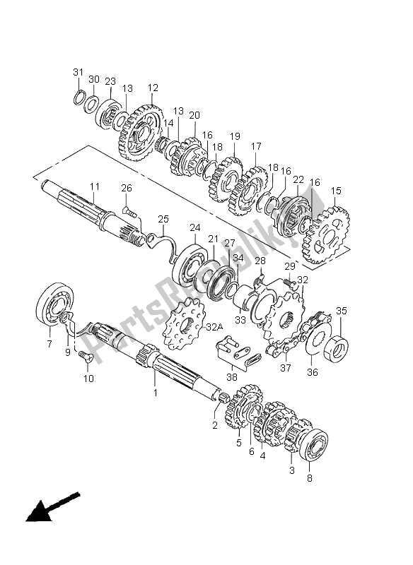 All parts for the Transmission of the Suzuki GN 125E 2000