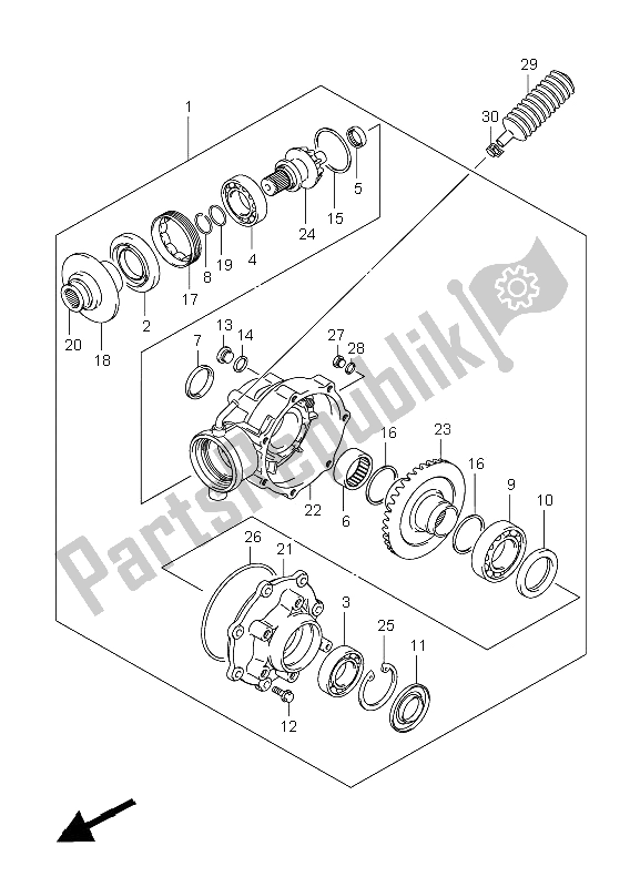 All parts for the Final Bevel Gear of the Suzuki LT F 250 Ozark 2009