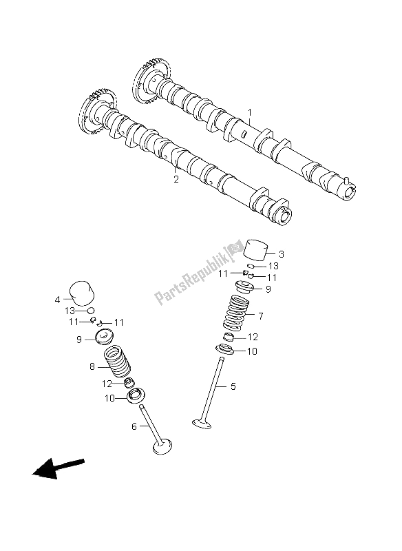 Toutes les pièces pour le Arbre à Cames Et Soupape du Suzuki GSR 600A 2008