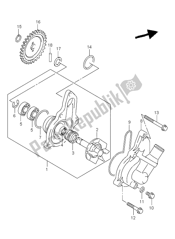 Tutte le parti per il Pompa Dell'acqua del Suzuki DR Z 400E 2003