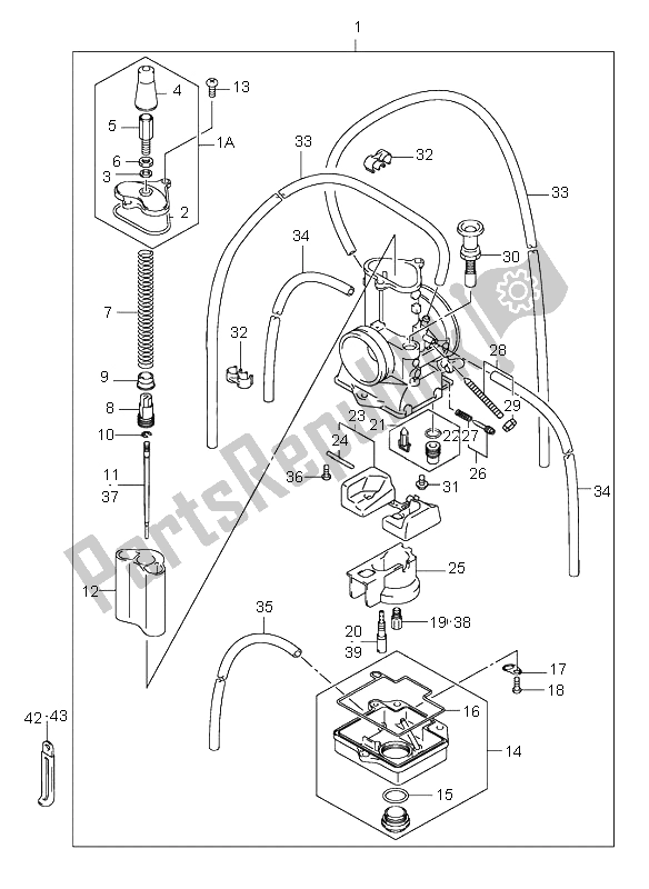 All parts for the Carburetor of the Suzuki RM 125 2003