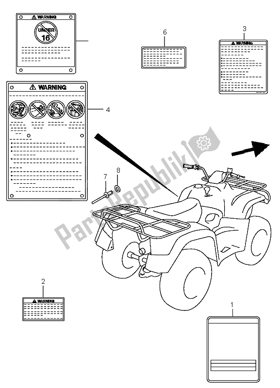 All parts for the Label of the Suzuki LT A 400 Eiger 4X2 2005