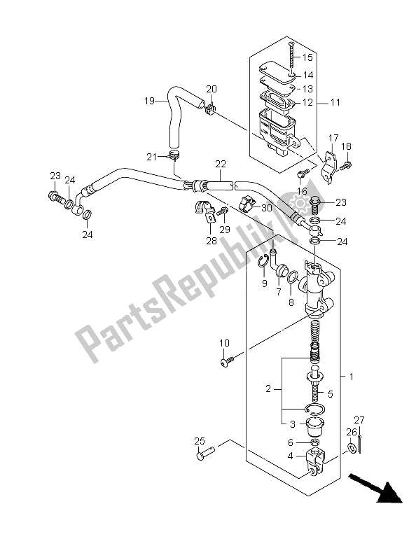 Todas las partes para Cilindro Maestro Trasero de Suzuki GSX R 750 2010