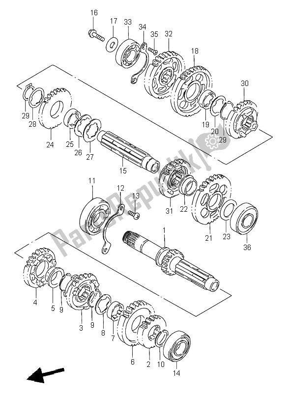 All parts for the Transmission of the Suzuki VS 600 Intruder 1996