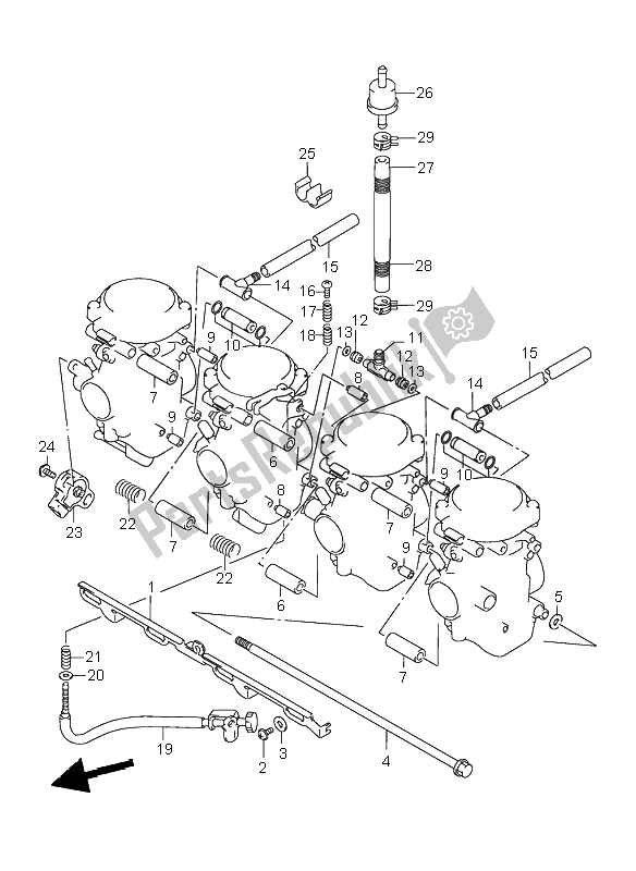 Alle onderdelen voor de Carburateur Fittingen van de Suzuki GSX 750F 2002