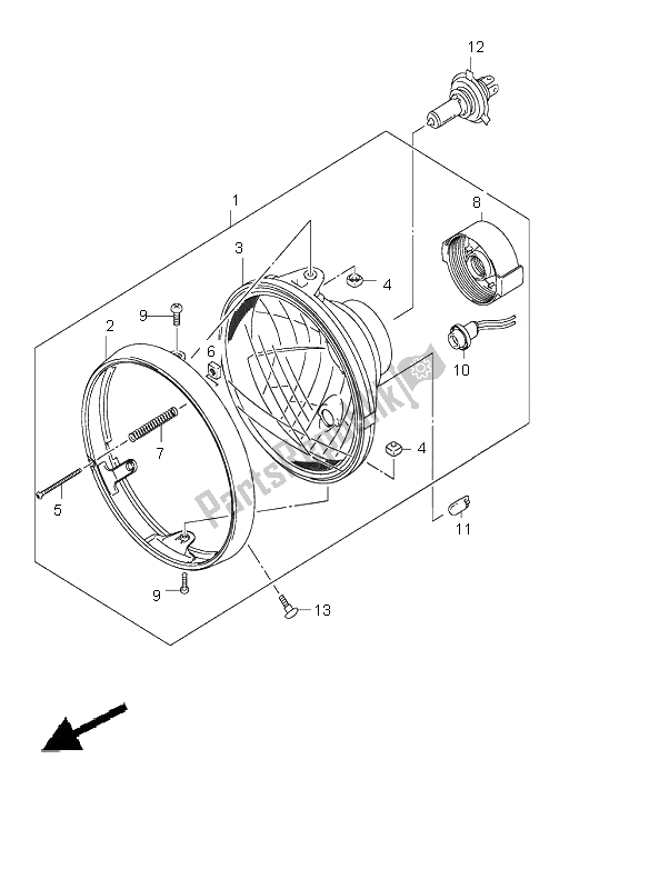Tutte le parti per il Faro Anteriore (gsx1400-u) del Suzuki GSX 1400 2004