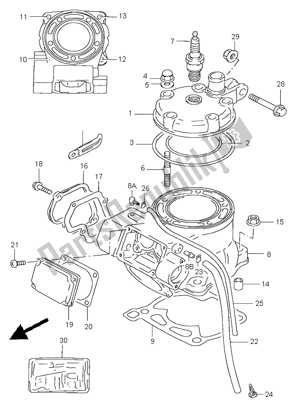 Tutte le parti per il Cilindro del Suzuki RM 125 1998